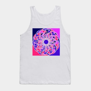 Square geometric ornament with repeated shapes in random bright neon colors Tank Top
